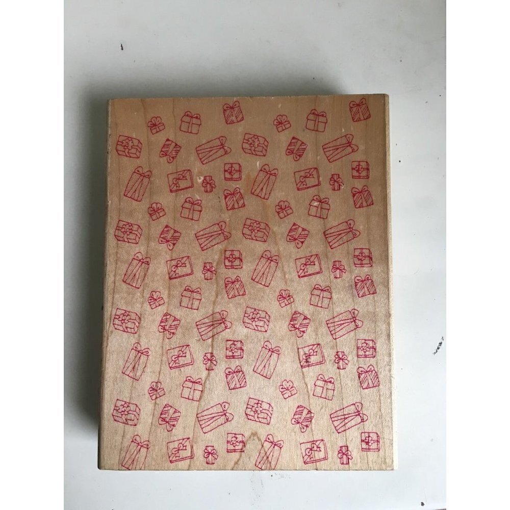 New Large Background Wood Rubber Mounted Stamps Presents Holiday Cars